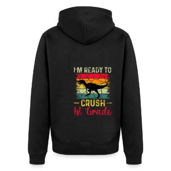 Ich bin bereit, Regenbogenmädchen Jungen der 1. Klasse zu zerquetschen - Unisex Premium Bio Zip Hoodie - Schwarz - Hinten - Nico (187cm)