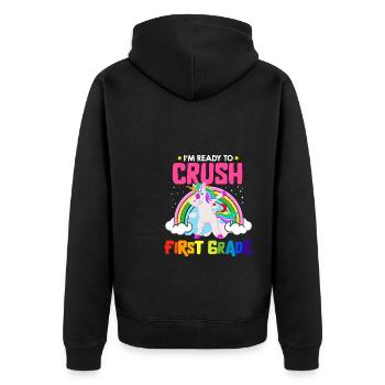 Je suis prêt à écraser les filles arc-en-ciel de 1ère année garçons - Veste à capuche bio Premium Unisexe - noir - Dos - Nico (187cm)