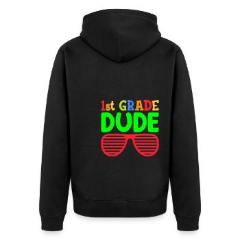 1. Klasse Dude Rainbow Girls Boys Teacher Team - Unisex Premium Bio Zip Hoodie - Schwarz - Hinten - Nico (187cm)