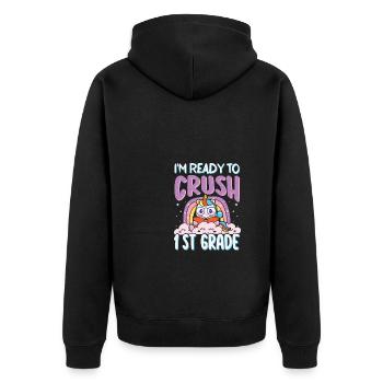 Ich bin bereit, Regenbogenmädchen Jungen der 1. Klasse zu zerquetschen - Unisex Premium Bio Zip Hoodie - Schwarz - Hinten - Nico (187cm)