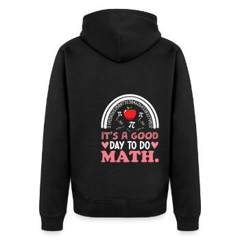 Zurück zur Schule Es ist ein guter Tag, um Mathelehrer zu machen - Unisex Premium Bio Zip Hoodie - Schwarz - Hinten - Nico (187cm)