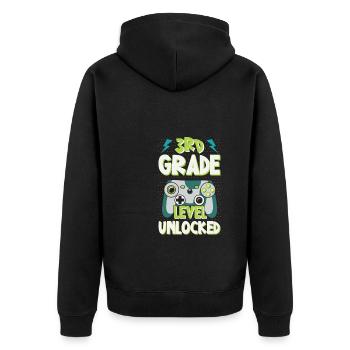 Zurück zur Schule Videospieler 3. Klasse - Unisex Premium Bio Zip Hoodie - Schwarz - Hinten - Nico (187cm)