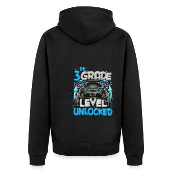 Zurück zur Schule Videospieler 3. Klasse - Unisex Premium Bio Zip Hoodie - Schwarz - Hinten - Nico (187cm)