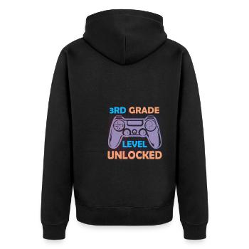 Zurück zur Schule Videospieler 3. Klasse - Unisex Premium Bio Zip Hoodie - Schwarz - Hinten - Nico (187cm)