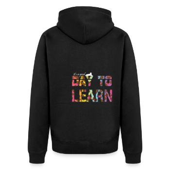 Inspirierender Lehrer Es ist ein guter Tag zu lernen - Unisex Premium Bio Zip Hoodie - Schwarz - Hinten - Nico (187cm)