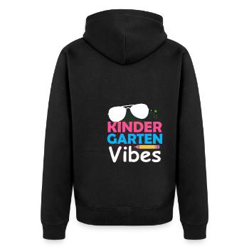 Groovy Hello Kindergarten Vibes Retro Lehrer - Unisex Premium Bio Zip Hoodie - Schwarz - Hinten - Nico (187cm)