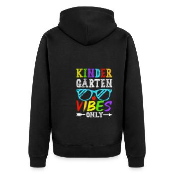 Groovy Hello Kindergarten Vibes Retro Teacher - Unisex Premium Organic Zip Hoodie - black - Back - Nico (187cm)