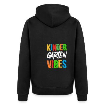 Groovy Hello Kindergarten Vibes Retro Teacher - Unisex Premium Organic Zip Hoodie - black - Back - Nico (187cm)