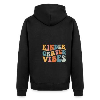 Groovy Hello Kindergarten Vibes Retro Teacher - Unisex Premium Organic Zip Hoodie - black - Back - Nico (187cm)