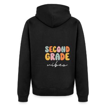 Back To School Second Grade Vibes Retro Teacher - Unisex Premium Organic Zip Hoodie - black - Back - Nico (187cm)