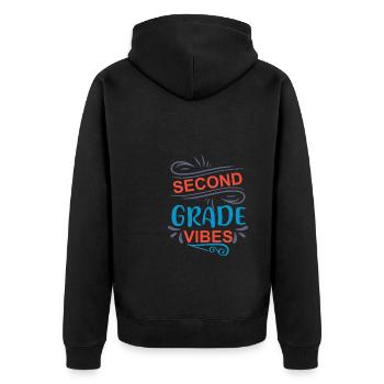 Back To School Second Grade Vibes Retro Teacher - Unisex Premium Organic Zip Hoodie - black - Back - Nico (187cm)