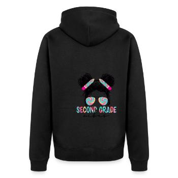 Back To School Second Grade Vibes Retro Teacher - Unisex Premium Organic Zip Hoodie - black - Back - Nico (187cm)