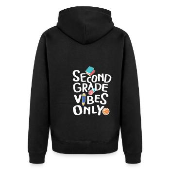 Back To School Second Grade Vibes Retro Teacher - Unisex Premium Organic Zip Hoodie - black - Back - Nico (187cm)