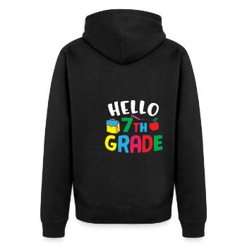 7th Grade Vibes Retro Groovy Women Happy First - Unisex Premium Organic Zip Hoodie - black - Back - Nico (187cm)