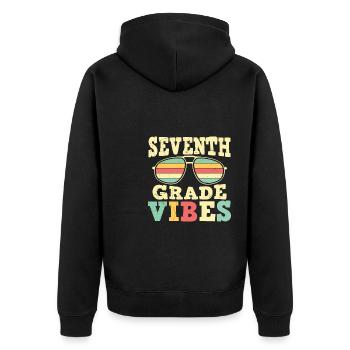 7th Grade Vibes Retro Groovy Women Happy First - Unisex Premium Organic Zip Hoodie - black - Back - Nico (187cm)