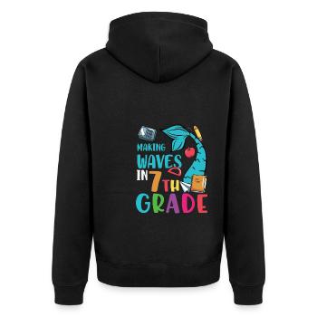 Wellen schlagen in der 7. Klasse Retro Groovy Frauen - Unisex Premium Bio Zip Hoodie - Schwarz - Hinten - Nico (187cm)