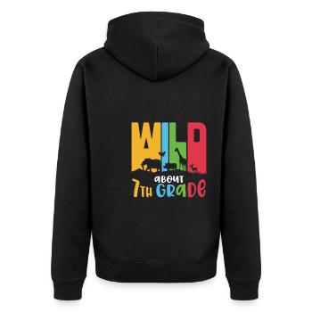 Wild About 7th Grade Retro Groovy Women Happy - Veste à capuche bio Premium Unisexe - noir - Dos - Nico (187cm)