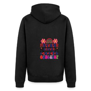 Groovy Retro Gläubiger Motivator Innovator - Unisex Premium Bio Zip Hoodie - Schwarz - Hinten - Nico (187cm)
