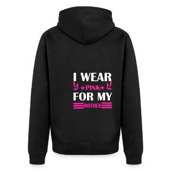BRUSTKREBSBEWUSSTSEIN ICH TRAGE PINK FÜR MEINE MUTTER - Unisex Premium Bio Zip Hoodie - Schwarz - Hinten - Nico (187cm)