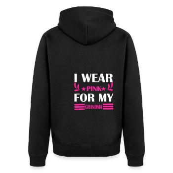 SENSIBILISATION AU CANCER DU SEIN JE PORTE DU ROSE POUR MA GRAND-MÈRE - Veste à capuche bio Premium Unisexe - noir - Dos - Nico (187cm)