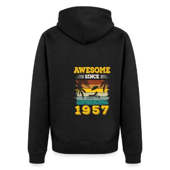 Génial depuis 1957 Vintage Cadeau d’anniversaire - Veste à capuche bio Premium Unisexe - noir - Dos - Nico (187cm)