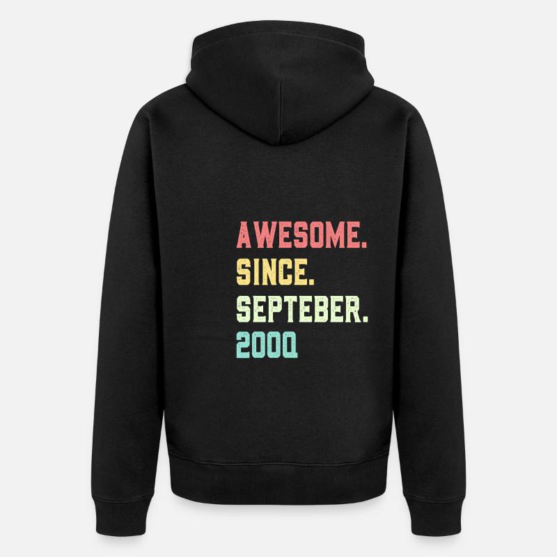 Großartig seit September 2000 - Unisex Premium Bio Zip Hoodie - Schwarz