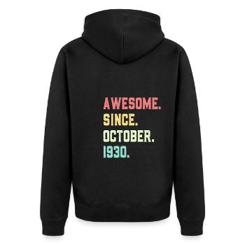 Awesome Since October 1930 - Unisex Premium Organic Zip Hoodie - black - Back - Nico (187cm)