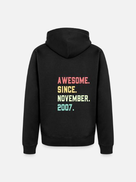Awesome Since November 2007 - Unisex Premium Organic Zip Hoodie - black