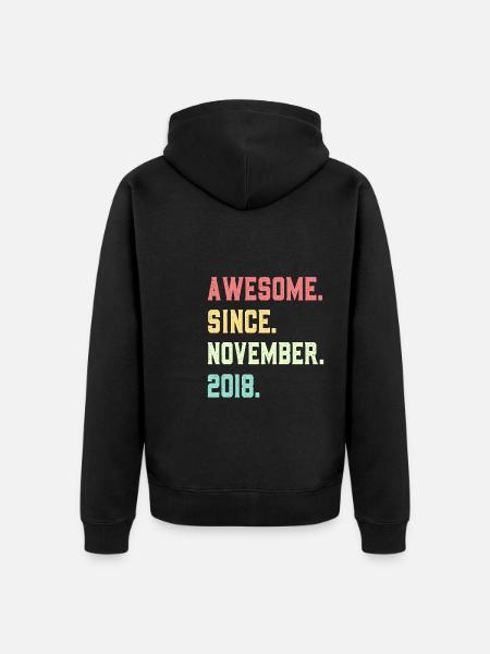 Awesome Since November 2018 - Unisex Premium Organic Zip Hoodie - black