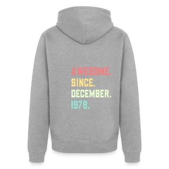 Großartig seit Dezember 1978 - Unisex Premium Bio Zip Hoodie - Grau meliert - Hinten - Nico (187cm)