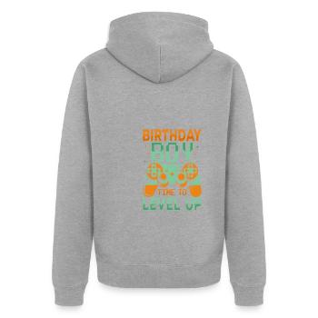 Geburtstagskind Zeit, um Videospiel Geburtstag zu verbessern - Unisex Premium Bio Zip Hoodie - Grau meliert - Hinten - Nico (187cm)