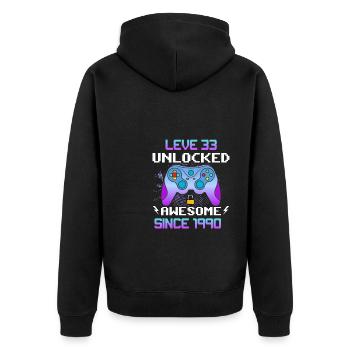Niveau 33 Débloqué Génial depuis 1990 Funny Gamer - Veste à capuche bio Premium Unisexe - noir - Dos - Nico (187cm)