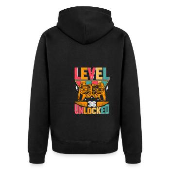 Niveau 36 Débloqué Génial depuis 1987 Funny Gamer - Veste à capuche bio Premium Unisexe - noir - Dos - Nico (187cm)