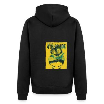 Hallo 4. Klasse Unordentliche Brötchen Mädchen Niedliches Herz Zurück - Unisex Premium Bio Zip Hoodie - Schwarz - Hinten - Nico (187cm)