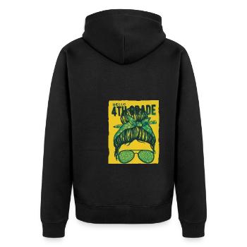 Hallo 4. Klasse Unordentliche Brötchen Mädchen Niedliches Herz Zurück - Unisex Premium Bio Zip Hoodie - Schwarz - Hinten - Nico (187cm)
