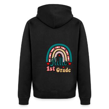 Hello 1st Grade Back To School First Day - Unisex Premium Organic Zip Hoodie - black - Back - Nico (187cm)