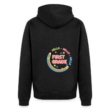 Hello 1st Grade Back To School First Day - Unisex Premium Organic Zip Hoodie - black - Back - Nico (187cm)
