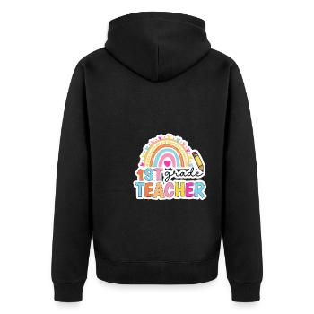 Hello 1st Grade Back To School First Day - Unisex Premium Organic Zip Hoodie - black - Back - Nico (187cm)