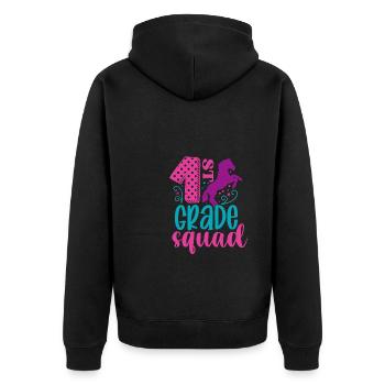 Hallo 1. Klasse Zurück zur Schule Erster Tag - Unisex Premium Bio Zip Hoodie - Schwarz - Hinten - Nico (187cm)