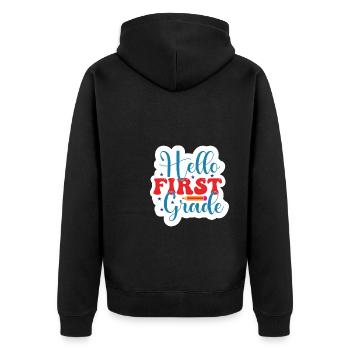 Hello 1st Grade Back To School First Day - Unisex Premium Organic Zip Hoodie - black - Back - Nico (187cm)