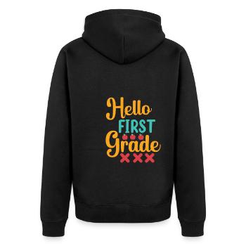 Hello 1st Grade Back To School First Day - Unisex Premium Organic Zip Hoodie - black - Back - Nico (187cm)