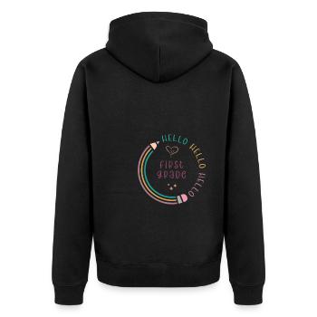 Hello 1st Grade Back To School First Day - Unisex Premium Organic Zip Hoodie - black - Back - Nico (187cm)