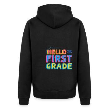 Hello 1st Grade Back To School First Day - Unisex Premium Organic Zip Hoodie - black - Back - Nico (187cm)