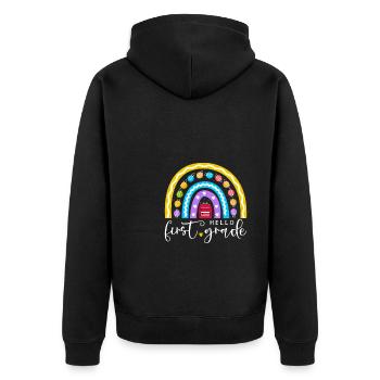 Hello 1st Grade Back To School First Day - Unisex Premium Organic Zip Hoodie - black - Back - Nico (187cm)