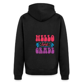 Bonjour 1ère année de rentrée scolaire Premier jour - Veste à capuche bio Premium Unisexe - noir - Dos - Nico (187cm)