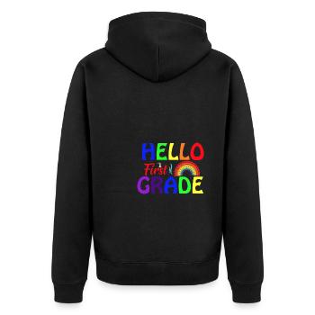 Hello 1st Grade Back To School First Day - Unisex Premium Organic Zip Hoodie - black - Back - Nico (187cm)