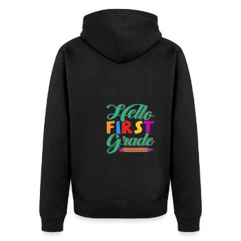 Hello 1st Grade Back To School First Day - Unisex Premium Organic Zip Hoodie - black - Back - Nico (187cm)