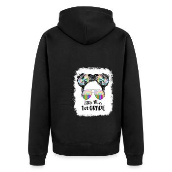 Hello 1st Grade Back To School First Day - Unisex Premium Organic Zip Hoodie - black - Back - Nico (187cm)
