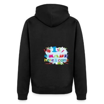 Hallo 1. Klasse Zurück zur Schule Erster Tag - Unisex Premium Bio Zip Hoodie - Schwarz - Hinten - Nico (187cm)