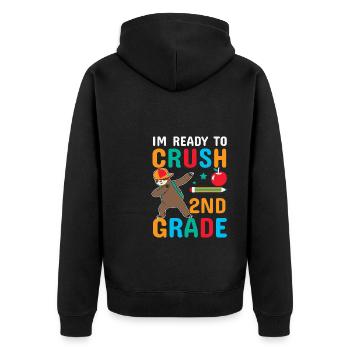 Zweite Klasse Rainbow Girls Jungen Lehrerteam 2. - Unisex Premium Bio Zip Hoodie - Schwarz - Hinten - Nico (187cm)